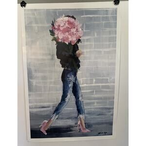 Oliver Gal Art Print “Walk This City” Unframed Gorgeous Colors Floral Pink Heels